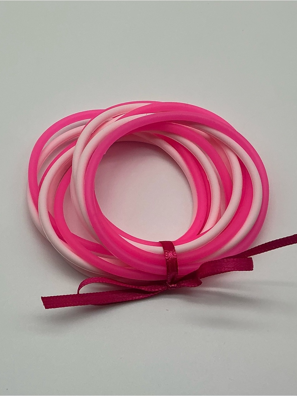 Set of 12  Pink and Pastel Pink Jelly Bracelets